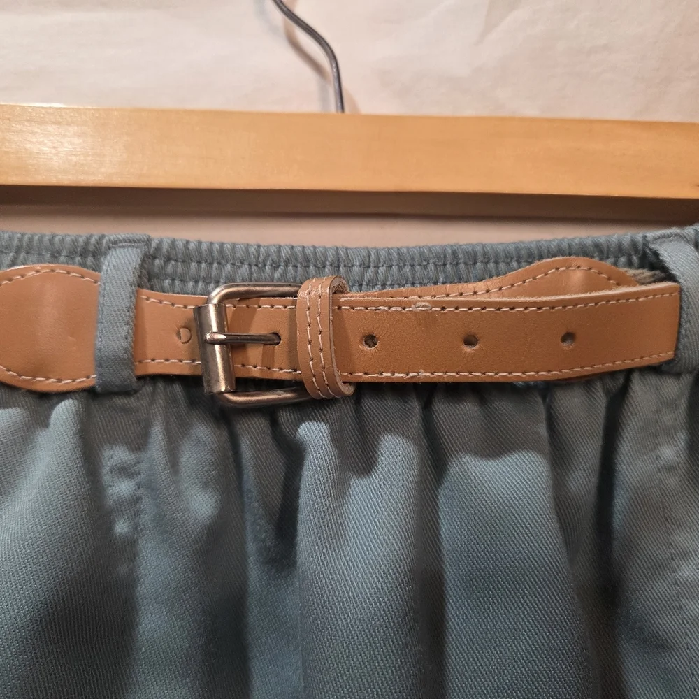 Vintage Muted Blue Skirt With Leather Accent Belt Parcours Made In Canada Small - Picture 7 of 8